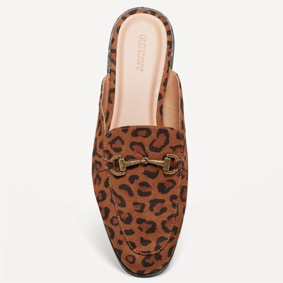 Old Navy brown leopard Faux-Leather Loafer Mule Shoes - Picture 4 of 11